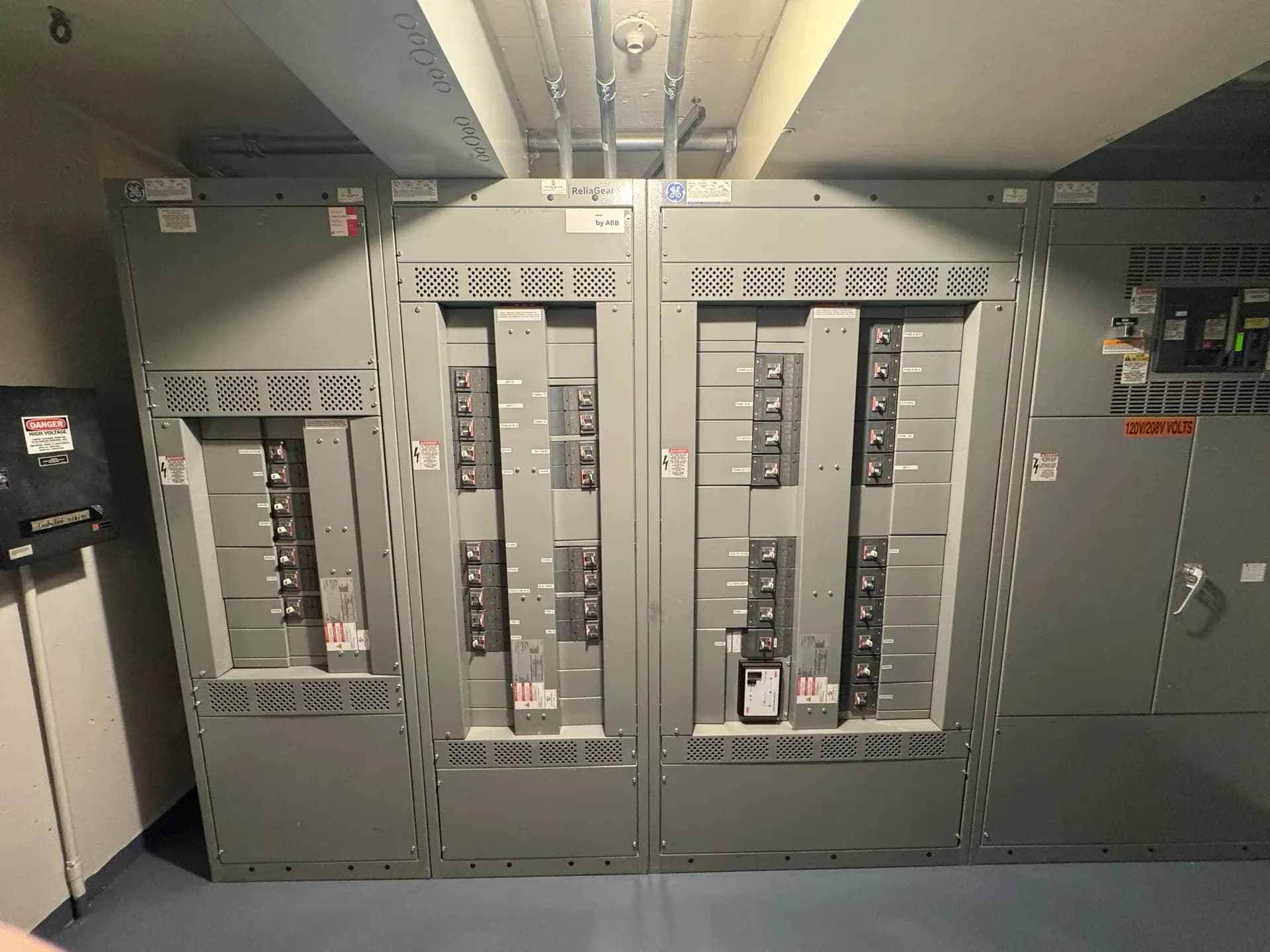 Commercial GE ReliaGear switchboards installation